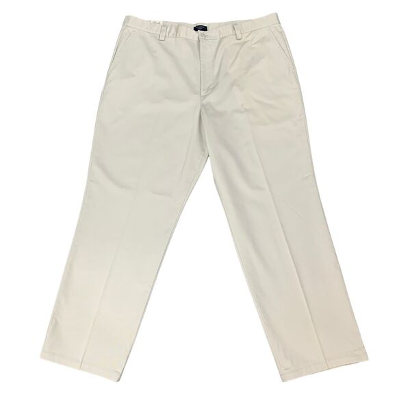 Dockers Pant Mens 42 Beige Washed Chino Flat Front No Wrinkles Relaxed Straight - Picture 1 of 12